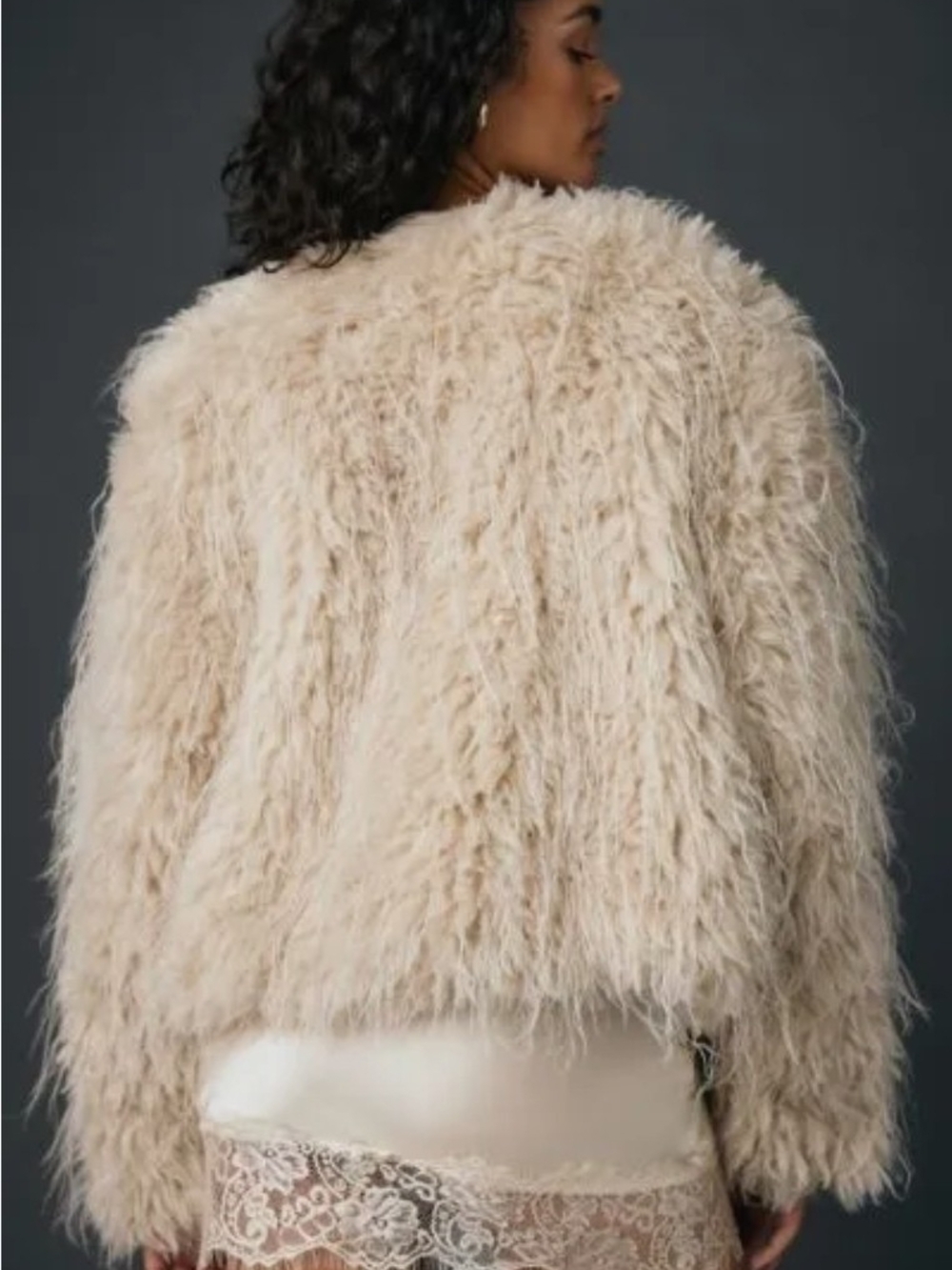Kimchi Blue Mongolian Lamb Faux Fur Jacket Medium Shaggy Festival Night Out - Picture 5 of 10